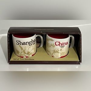Starbucks Mini Coffee Shanghai China Global Icon Demitasse Mugs Set of 2